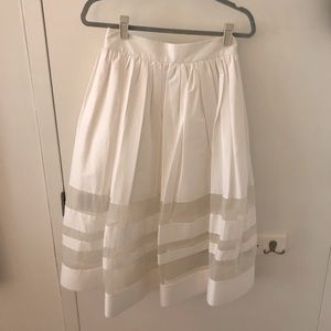 Alice + Olivia White Midi-Length High-Waist Skirt